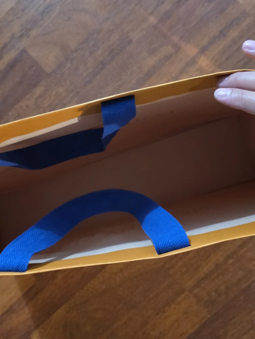 Louis Vuitton Orange Paper Shopping Bag with Black Logo